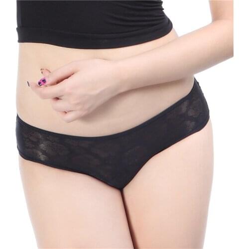 Classic hot style ladies sexy lace briefs with ribbon cross hollowout girls bow no trace jacquard 3110