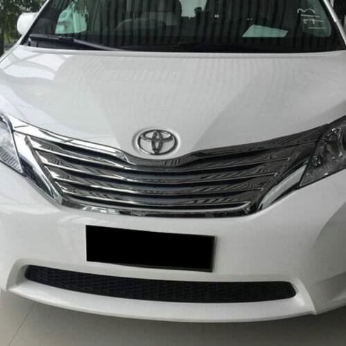 KOUVI 5pcs/set ABS CHROME FRONT GRILL GRILLE COVER TRIM GUARD MOLDING ACCESSORIES FIT FOR 2015 2016 2017 Toyota Sienna