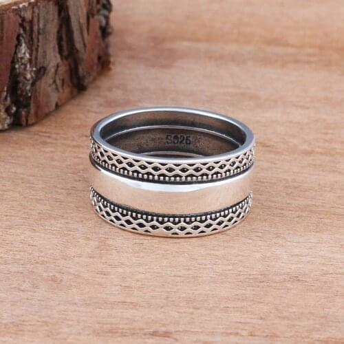 Creative Thai Silver Color Corrugated Cross Circle Unisex Rings for Men Women Finger Engagement Party Fashion Jewelry Whole Sale