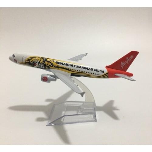 JASON TUTU 16cm AirAsia Tiger Airbus A320 Aircraft SEMANOAT HARIMAU MUDA Airplane Model 1:400 Diecast Metal Airplanes