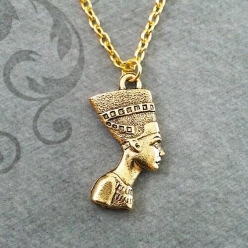 Fashion Ancient Egyptian Queen Pharaoh Hip-Hop Fatima Pendant Egypt Nefertiti Head Portrait Necklace