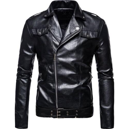 2020 Autumn Winter New Hip Hop Fashion Black Motorcycle Lapel Men Leather Jacket Plus Size Loose Casual Men Jacket Free Shipping