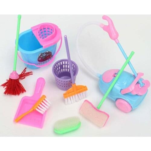 9 PCS Set Play House Toys Realistic Cleaning Toys Kitchen Accessories Broom and Mop Toy Kitchen & Dining Kitchen & Home Toys