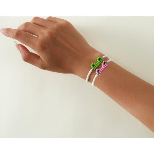 Origin Summer Sweet Cute Funny Beaded Frog Bracelets for Women Multiple Green Weave Multicolor Resin Bracelets Jewellery