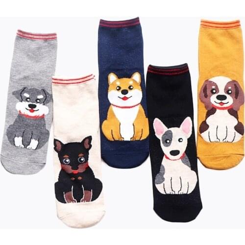 PEONFLY Women Socks Animal Printing Dog Cartoon Harajuku Kawaii Female Street Casual Hip Hop Funny Ventilation Cotton Hosiery