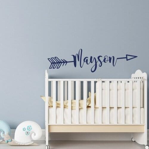 Personalized Arrow Name Wall Decal Rustic Name Decal Slogan Decor Direction Arrow Name sticker Nursery Kids name decals G326