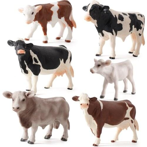Milk Cow Cattle Plastic Animal Model Farm Simulation Figurine Toy Figures Home Decoration Kids Gift
