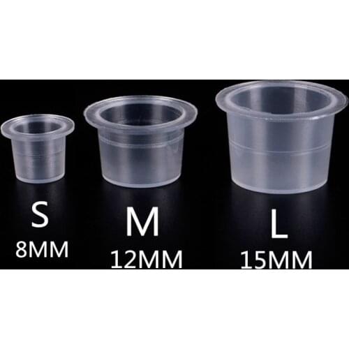 100Pcs Plastic Microblading Tattoo Ink Cup Cap Pigment Clear Holder Container S/M/L Size For Needle Tip Grip tattoo Supply