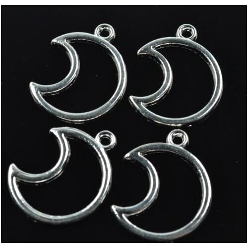 20pcs Silver Plated moon Charms alloy Pendants for Bracelet Necklace Jewelry Making Accessories DIY 27*21mm L602