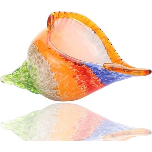 Rainbow Murano Art Glass Sea Shell Hand Blown Glass Conch Figurine Paperweight Sculpture Home Decoration Wedding Ornament