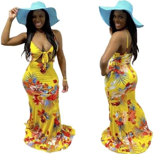 Sexy Suspender Dress African Dress Dashiki Print Strapless Back Slim Long Dress 2021 Summer Womens Vestidos Elegantes Para Mujer