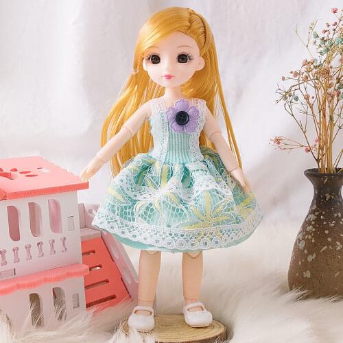 BJD Doll 30cm Makeup Dress Up Cute Dolls with Fashion Dress for Girls Toy Movable Joints BJD