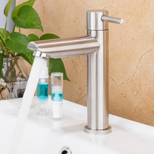 Bathroom Sink Basin Faucet Bath Mixer Tap Wall Mount Stainless Steel Single Cooled Corrosion Resistant Hot Cold Water Set