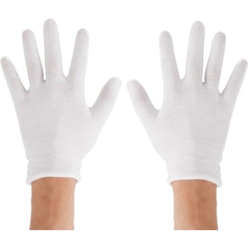 3/6/12 Pairs Thin Reusable Soft Cotton Work Gloves for Dry Hand Moisturizing Cosmetic Eczema Hand Spa Coin Jewelry Inspection