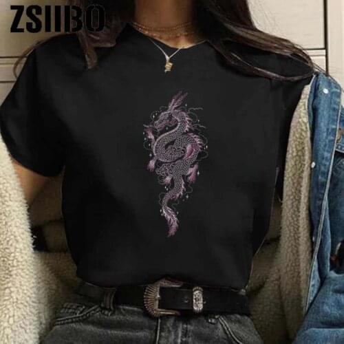 Streetwear tops womens T-shirt ulzzang Harajuku vintage Chinese dragon print T-shirt summer new Oversized t-shirt anime y2k