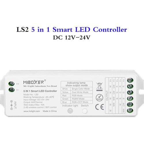 5 IN 1 Smart Led Controller DC 12V 24V For Single Color RGBW RGB CCT Led Strip Can FUT089 4 Zone Wireless / WL-Box1 Wifi Control