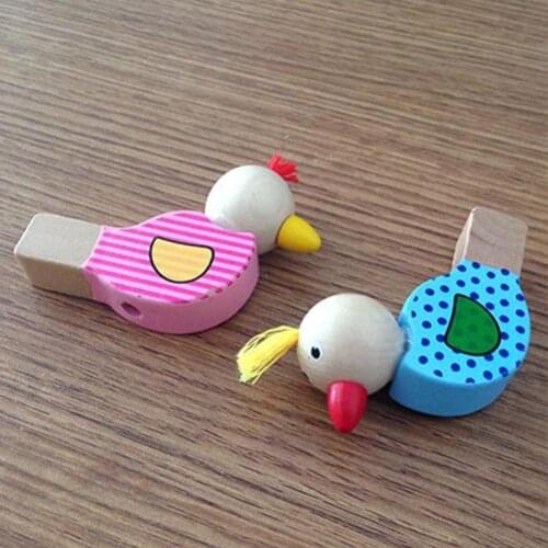 Funny Wooden Mini Cartoon Bird Whistle Toy Kids Children Musical Instrument