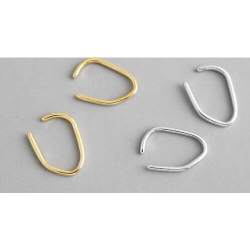 100% 925 sterling silver line clip on earrings for women ear cuff, fashion gold color clip earrings without piercing jewelry