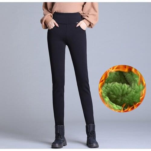 Women Winter Warm pants woman Velvet Thick Trousers High Waist Elastic skinny Mother Stretch womens pencil Pants Plus Size 6xl