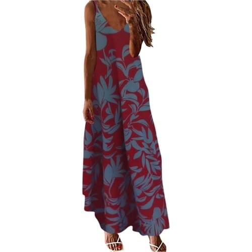 Plus Size Maxi Dresses For Women 2021 Fashion Womens V-neck Printing Loose Sweet Suspender Stitching Dress Vestidos Mujer