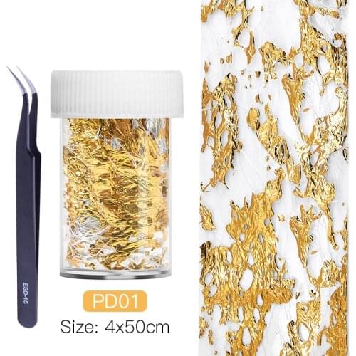 1 Bottle 4*50cm 3D Mesh Gold Sliver Stickers Nail Art Aluminum Foil Paper Irregular DIY Line Design Nail Manicures Decal