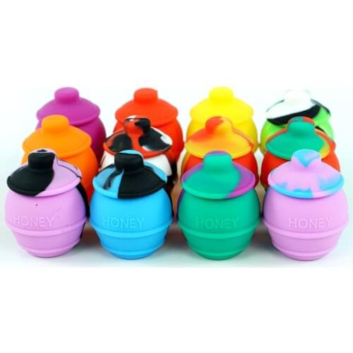 10pcs 35ml Silicone Honeybee Container Jar Non Stick Silicone Jar Liquid Cream Random Color Storage Tank