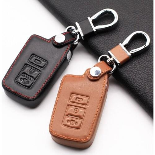 100% Leather Car Key Case Cover for Toyota camry corolla avalon rav4 land cruiser 3 Buttons intelligent Protect Shell
