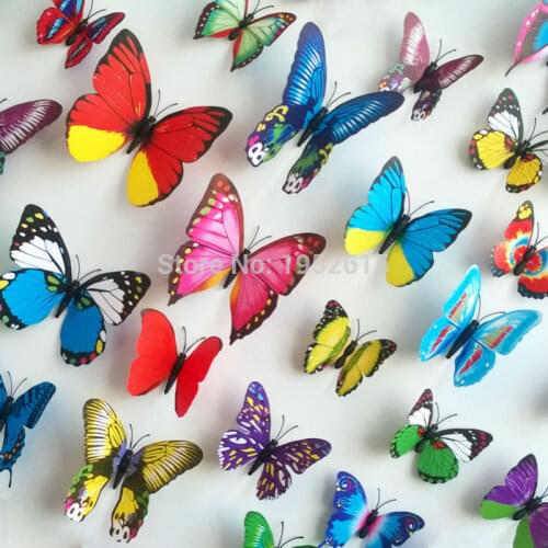 12 Pcs/Lot PVC Butterfly Decals 3D Wall Stickers Home Decor Poster for Kids Rooms Adhesive to Wall Decoration Adesivo De Parede