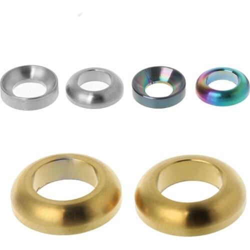 2 Pcs/Set Bicycle Spacer Hydraulic Brake Caliper M6 Titanium Alloy MTB Bike Parts Repair Convex Concave Hollow Washer Rings