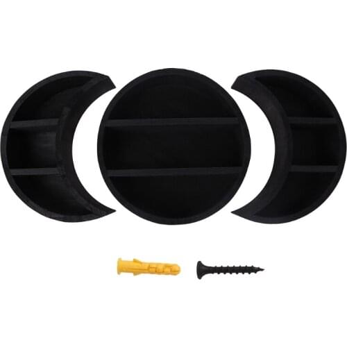 3/5pcs Rustic Wooden Moon Shape Storage Shelf Floating Wall Mounted Hanging Photos Display Shelves Home Decor