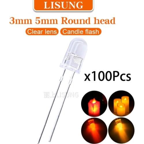 3mm 5mm Candle Led Flicker Red Yellow Light Flickering Leds Flash Blink Dip Led Diode Intermitente Light Lamp Flicker LED