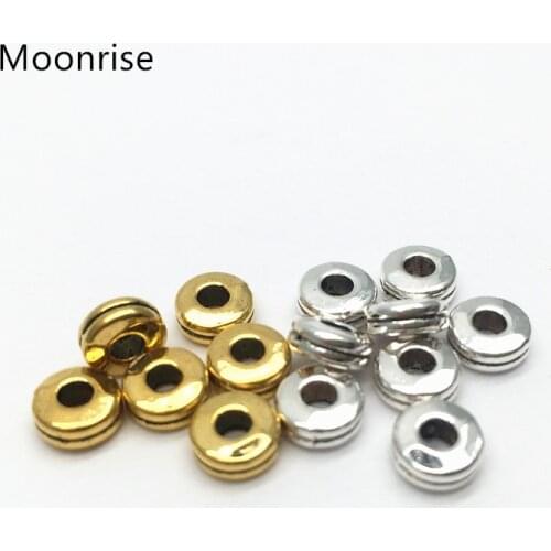 50Pcs 6mm Silver/Gold Plated Metal Plat Spacer Beads For Bracelet Necklace DIY Jewelry Making Accessories Hole 2.5mm HK191