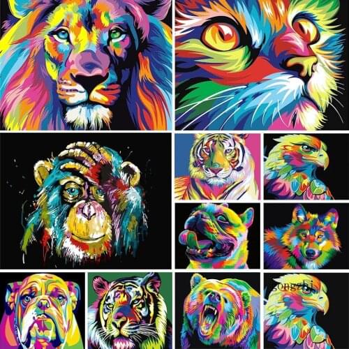 5D Diy Diamond Painting Animal Lion Wolf Tiger Cat Dog Full Square Round Rhinestones Mosaic Cross Stitch Picture Gift Home Decor