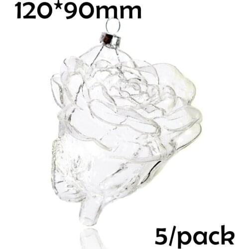 Promotion - DIY Paintable Home Event Garden Glass Christmas Decoration Ornament 120mm Glass Rose, 5/Pack