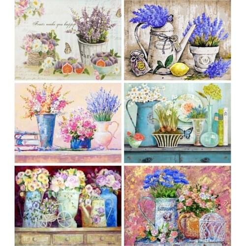 Floral Diamond Painting 5D DIY Diamond Embroidery Mosaic Set With Cross Stitch Lavender Mosaic For Home Decor Without Frames