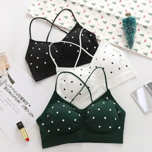 Girls bra student underwear white polka dot tube top wrapped chest without steel ring teenage girls clothing training bras