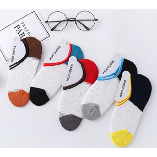 Children Boat Socks 2021 Spring Summer Cotton Silicone Antiskid Invisible Children Socks Color Matching Fishnet Stockings