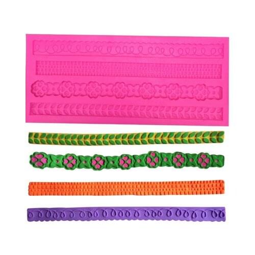 Long Rope Shape Lace Chocolate Wedding Cookies Cake Decorating Tools DIY Baking Fondant Flower Silicone Mold H749