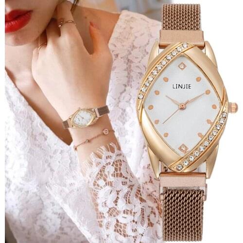 Elegant Women Watches Rose Gold Luxury WomenS Fashion Watch Stainless Steel magnet Ladies Wristwatches Female Quartz Clock