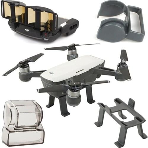 For DJI Spark Accessories Set Bundle Combo Lens Cap Hood Sun Shade Camera Cover Protector Landing Gear Antenna Range Booster