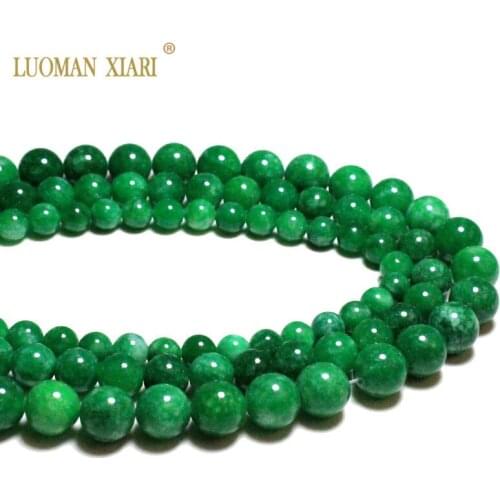 Wholesale Dye Green Jades Round Loose Natural Stone Beads For Jewelry Making DIY Bracelet Necklace 6/8/10/12 mm Strand 15