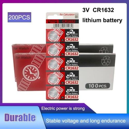 200pc cr1632 3v button cell coin lithium batteries for maxell watch car toy BR1632 ECR1632 DL1632 KCR1632 LM1632 KL1632