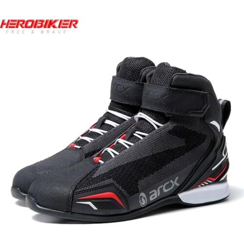 Motorcycle Boots Outdoor Moto Men Motocross Shoes Motorbike Biker Chopper Cruiser Touring Ankle Shoes With Tuning Knob