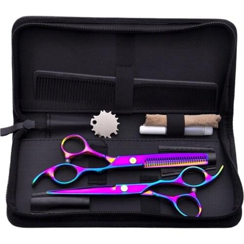 Color Coated 2 Salon 6'' Hair Cutting Barber Shears Set Japanese Scissors Hairdressing 6.0