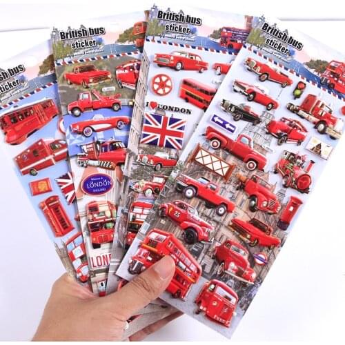 England British Transport London Bus 3D Decorative Stickers Scrapbooking Stick Label Diary Stationery Album Stickers