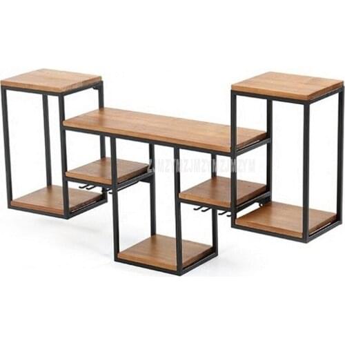 Bar/Home Decorative Solid Wood Wall Hanging Red Wine Shelf Rack Iron Wine Display Stand Glass High Cup Holder Iron Storage Rack