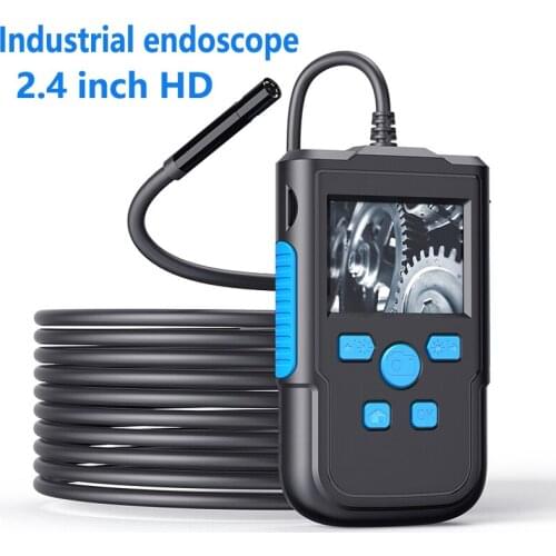 New Industrial Endoscope Camera 8MM Lens 2.4 Inch IPS Screen Borescope HD1080P Rigid Cable Waterproof LED Lights 2600mAh Battery