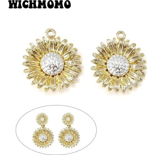 New 4 Pieces High Quality Zinc Alloy Plated Gold Flower Charms Pendants for DIY Earrings Necklace Jewelry Accessories