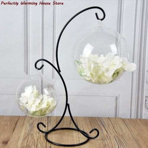 Hanging Design 37CM Double Hook Metal Iron Candlestick Candle Holder Plant Glass Bottle Stand Wedding Office Home Car Decoration