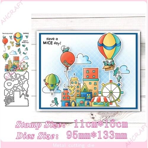 Hot air Balloon Stamp and Metal Cutting Dies DIY Scrapbooking for Photo Album Decorative Embossing Silicone Clear Stamps 2020